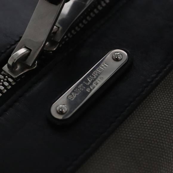 SAINT LAURENT Shoulder Bag Canvas Leather Gray Black Silver Auth bs19151 - Picture 14 of 16
